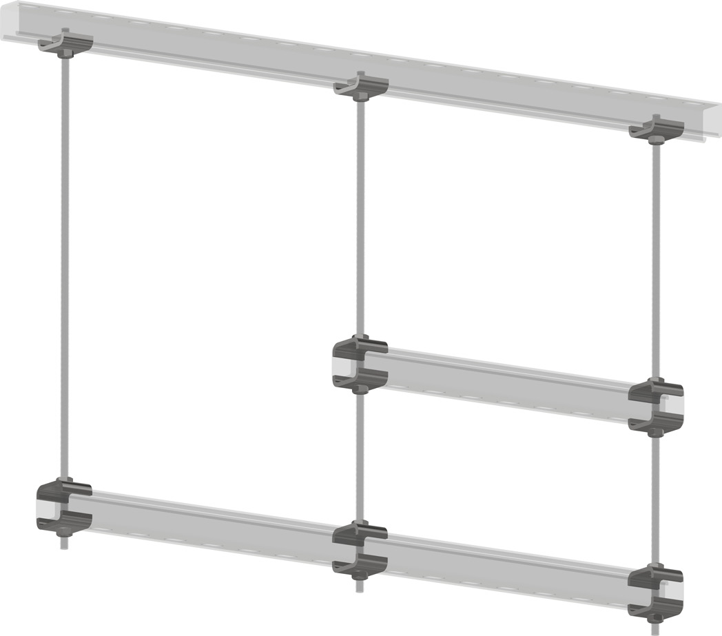Multi-service trapeze bracket assembly shown in the MIDFIX FRS booklet.