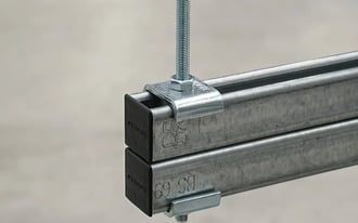 MX channel support detail with threaded rod and connection hardware.