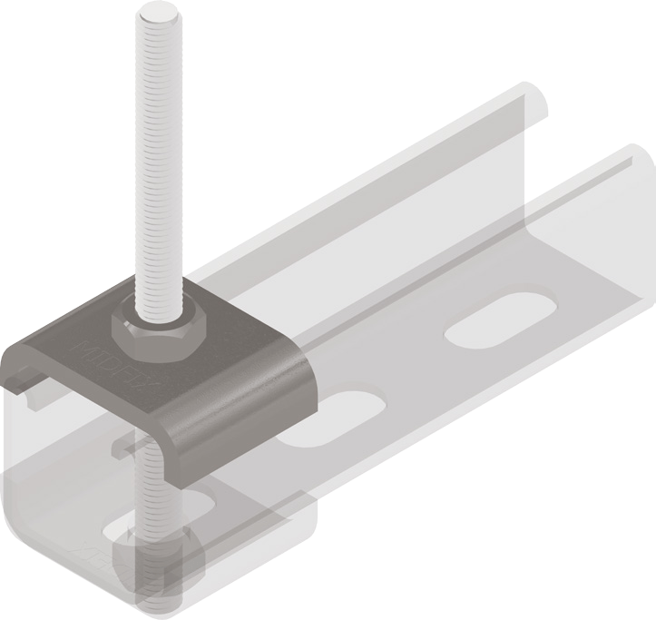 A channel and threaded rod connected through a channel fitting